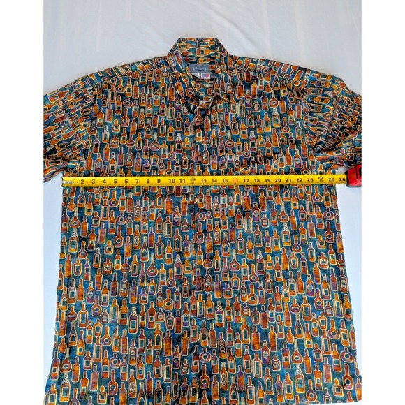 High Seas Trading Co Button Up Shirt Short Sleeve Men's L Bottle AOP 100% Cotton - Picture 5 of 7